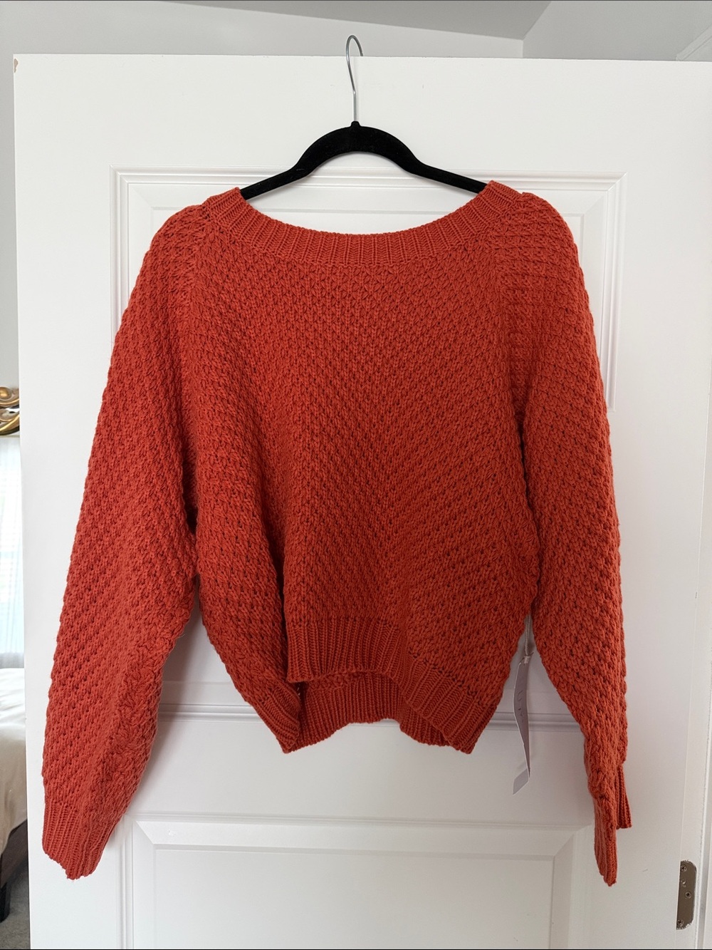 Lumière Cozy Crewneck Knit Sweater - Rust Orange Large